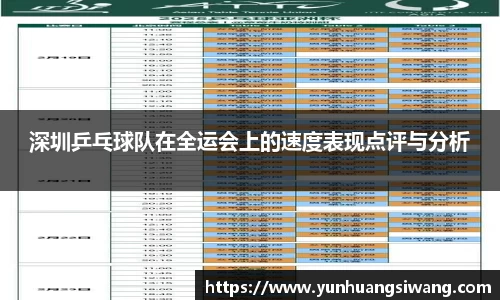 深圳乒乓球队在全运会上的速度表现点评与分析